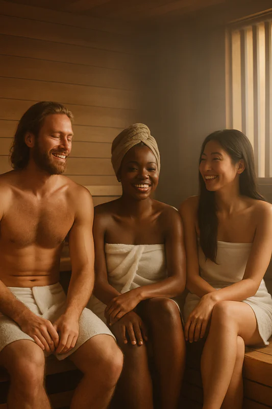 People enjoying sauna experience