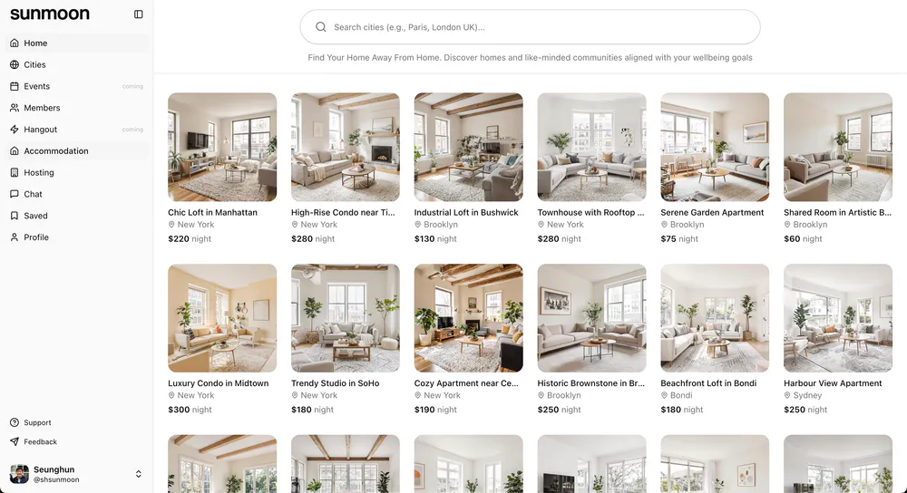 Curated home exchanges for healthy living